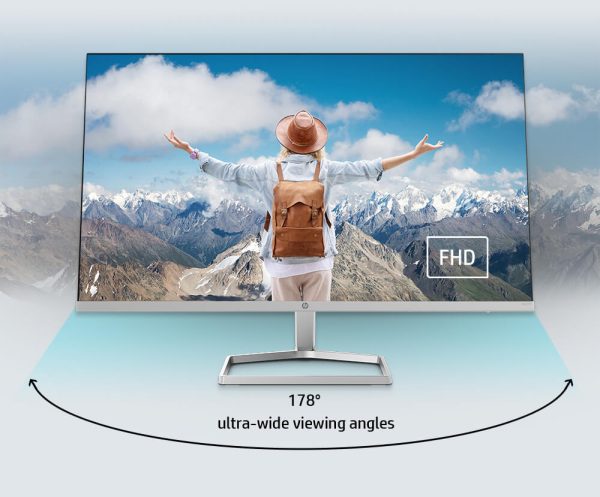HP M27f Ultraslim Monitor, Full HD (1920 x 1080) 27-Inch (2 HDMI, 1 VGA) - Silver / Black